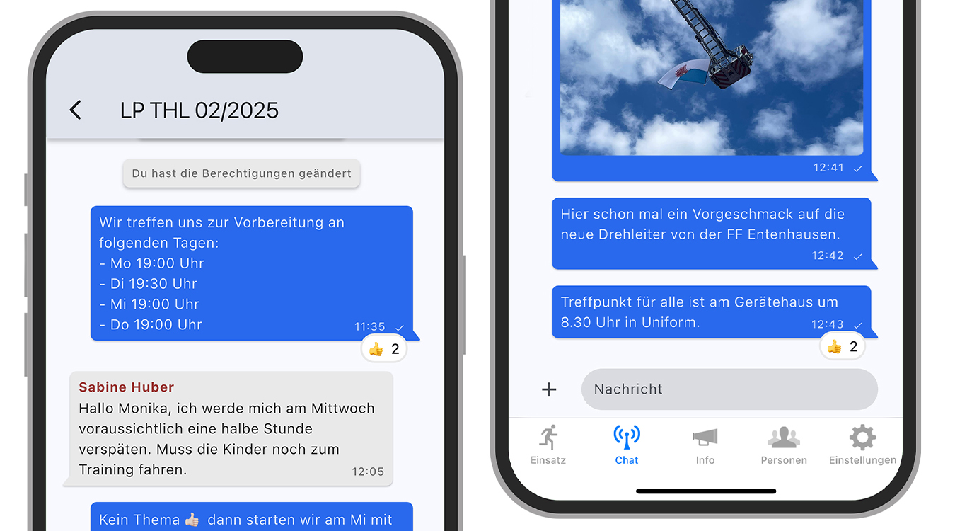 Medien und Reaktionen im BOS-Chat