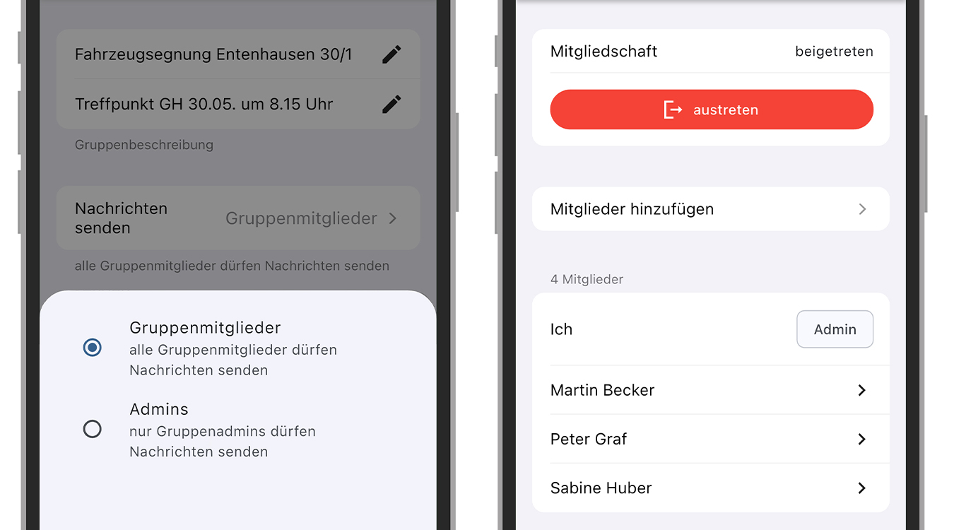 Zugriffsrechte und Einstellungen eines Chat-Raumes