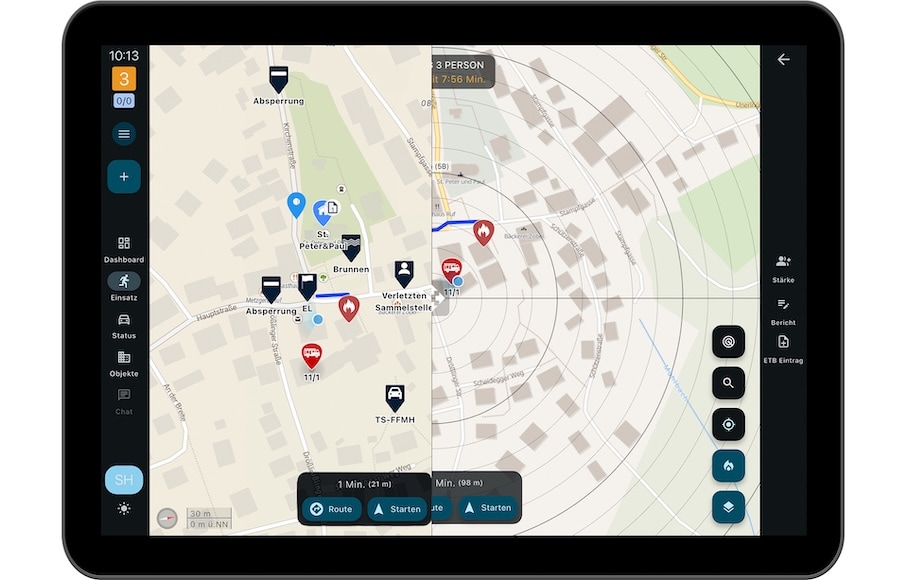 Radiuslineal und Marker in der Commander App 2.0